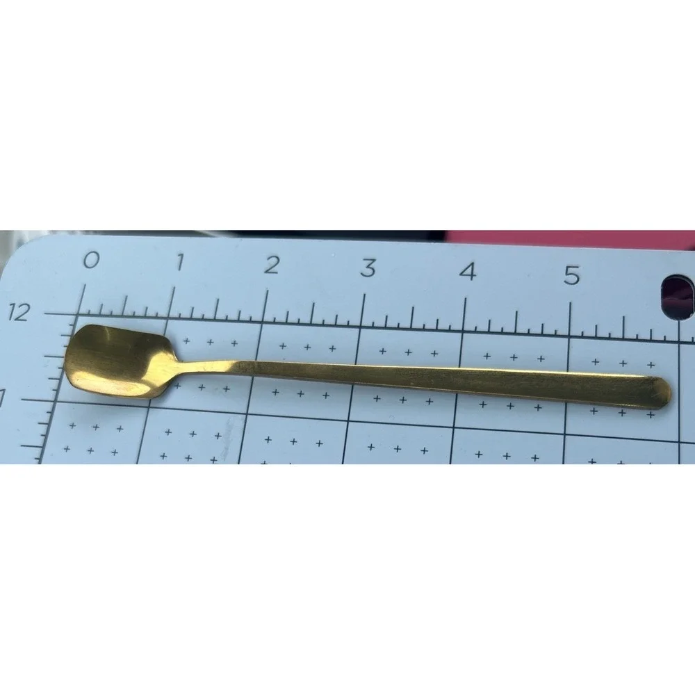 Gold Colored Kitchen Bar Tea Stirring Spoon. Stainless Steel With A Square Head